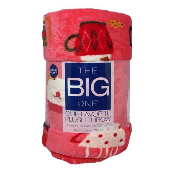 The Big One Oversized Plush Holiday Throw Blanket Hot Drinks 5'x6' or 60"x72" - Picture 1 of 10